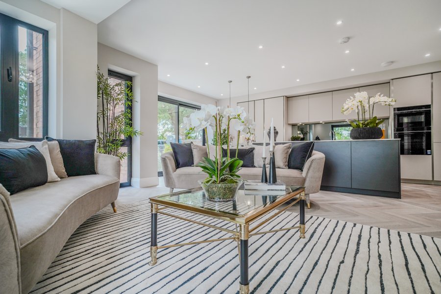 Open-plan living and dining space opening to the garden