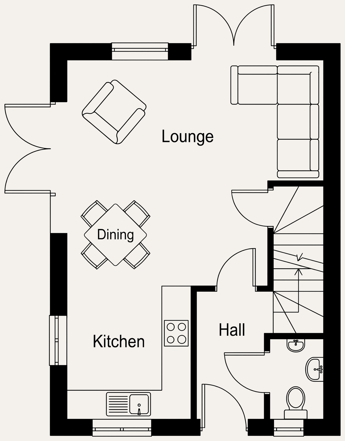 Type A ground floor plan — architect's drawing