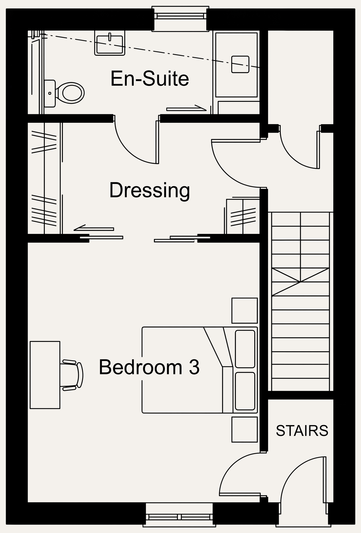 Type A second floor plan — architect's drawing
