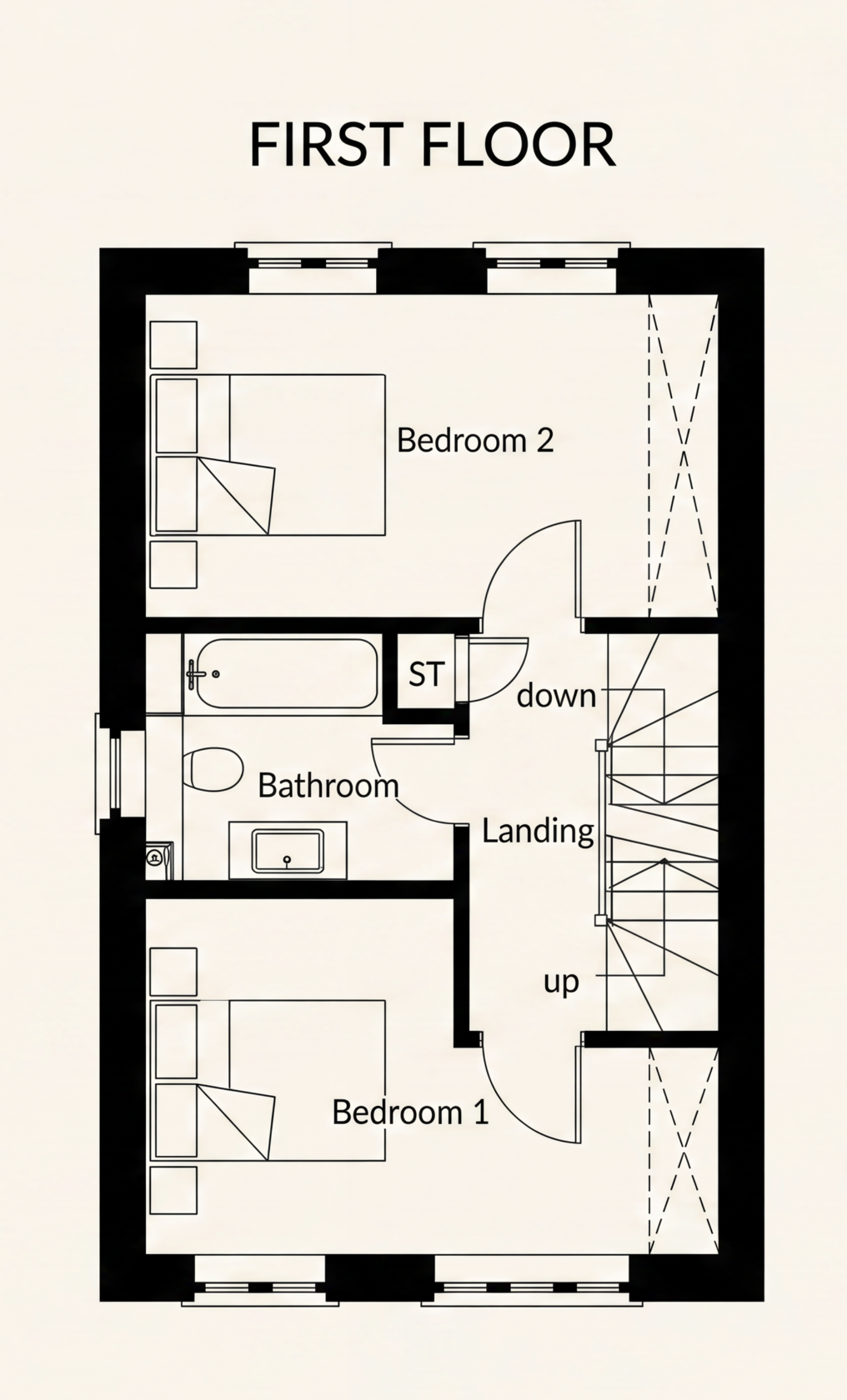 Type B first floor plan — architect's drawing
