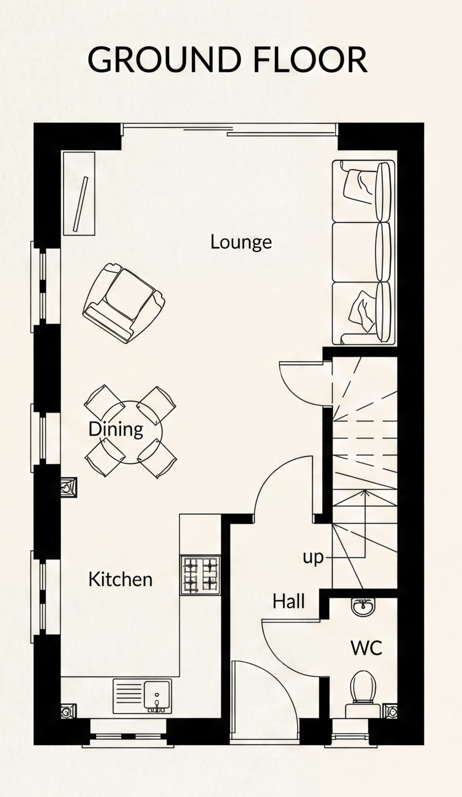 Type B ground floor plan — architect's drawing
