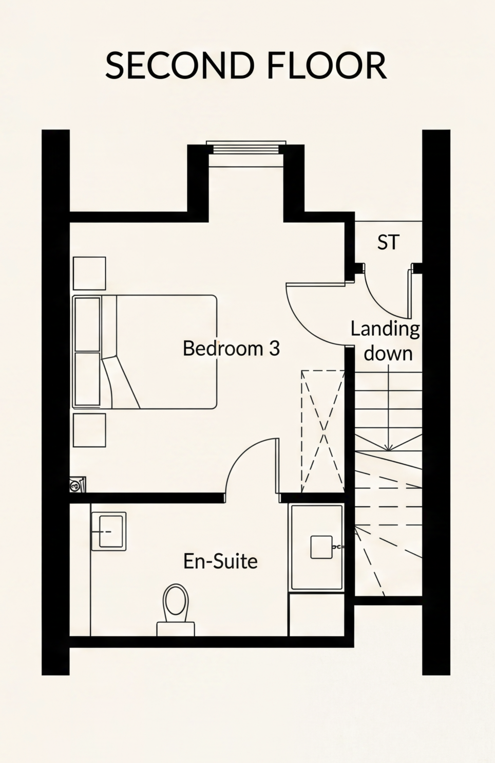 Type B second floor plan — architect's drawing